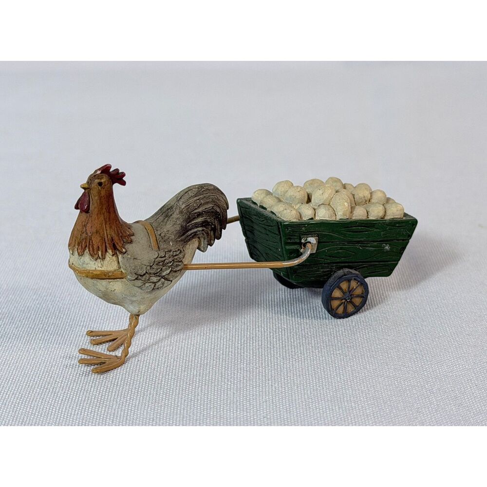 Teresa Kogut Signed Hen and Cart Eggs Chicken EUC Farmlife Farm Country Wagon